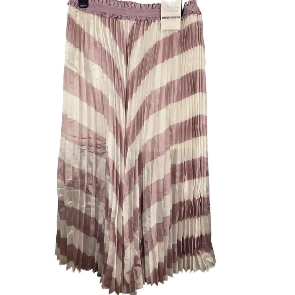 Sincerely Jules Silky linen blend Pleated midi Skirt Lilac White NEW
